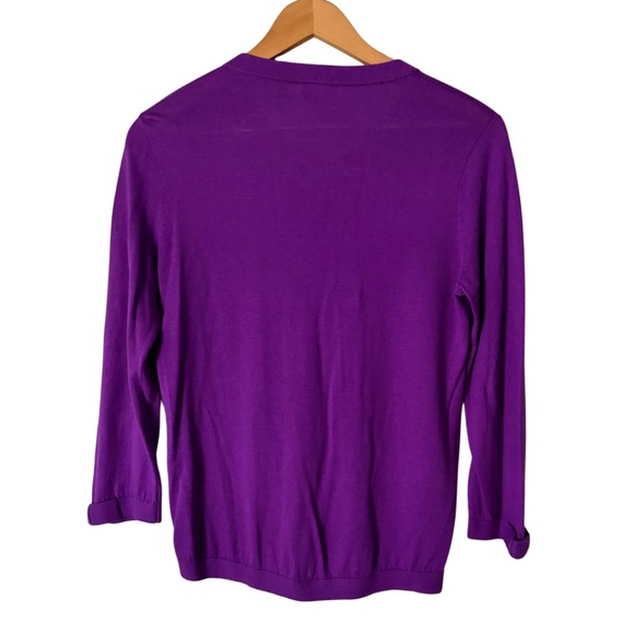 KATE SPADE LIVE COLORFULLY Woman's Purple Silk/Cotton Cardigan Sweater, Small - Picture 3 of 11